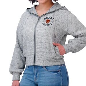 WEAR by Erin Andrews Chicago Bears speckled fleece full zip cropped hoodie Large